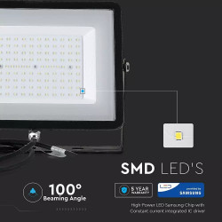 100W LED Floodlight SMD SAMSUNG Chip Black Body White - 414