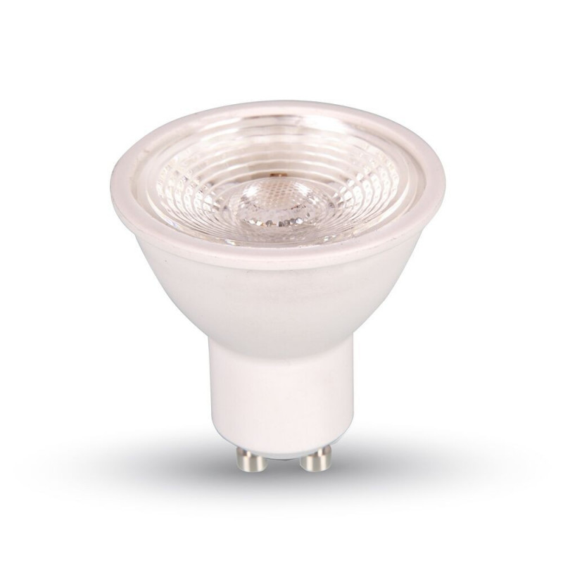 LED Spotlight - 7W GU10 White Plastic With Lens Warm White Dimmable - 1666