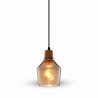 TRANSPARENT GLASS PENDANT LIGHT WITH 1M BLACK WIRE AND CANOPY - 3818