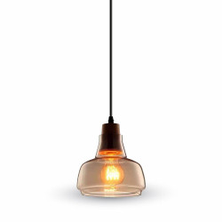 TRANSPARENT GLASS PENDANT LIGHT WITH 2M BLACK WIRE AND CANOPY - 3819