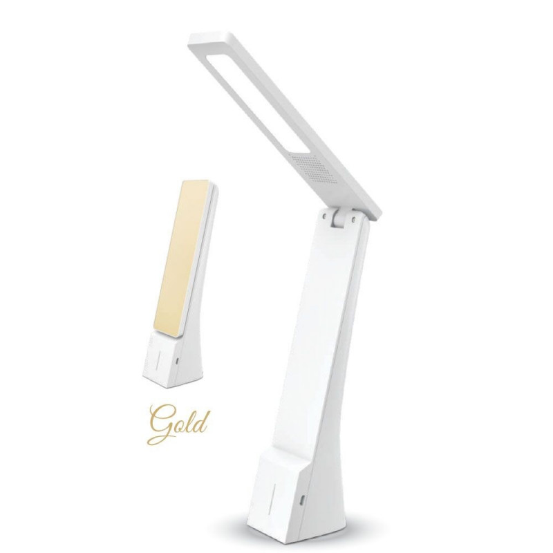 4W LED TABLE LAMP WHITE + GOLD RECHARGEABLE - 7099