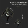 MATT BLACK PENDANT LIGHT WITH BLACK CANOPY - 3834
