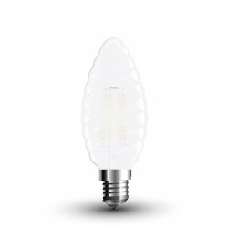 LED Крушка - 4W Filament Кръст E14 Мат Кендъл Спирала Неутрална Светлина - 7108