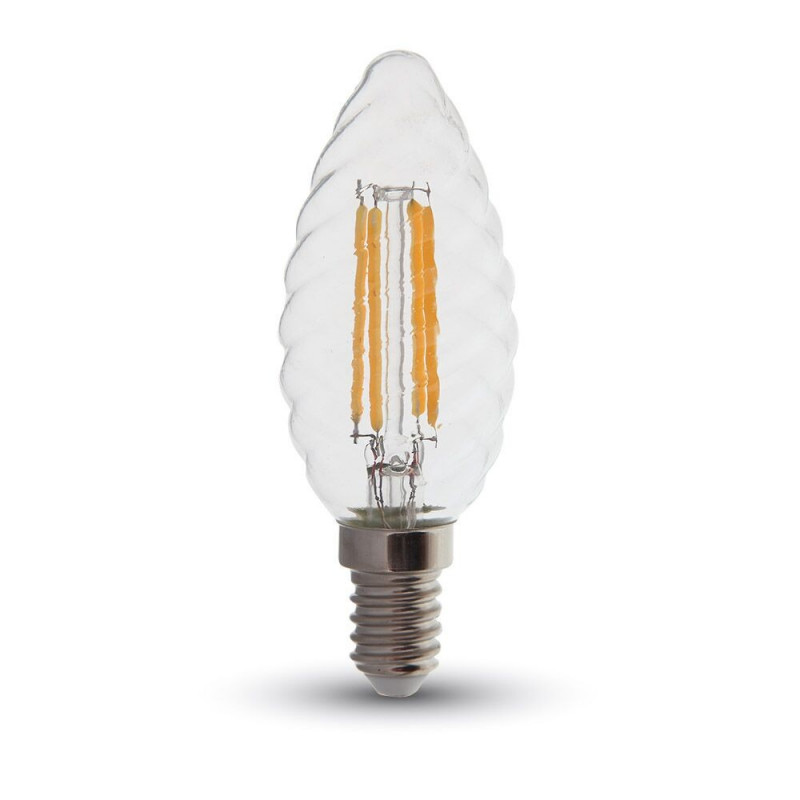 LED Крушка - 4W Filament E14 Кендъл Спирала Топло Бяла Светлина -
