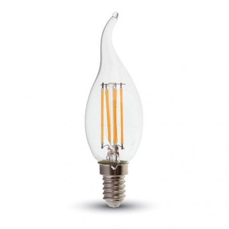 LED Крушка - 4W Filament E14 Кендъл Пламък Бяла Светлина - 4430