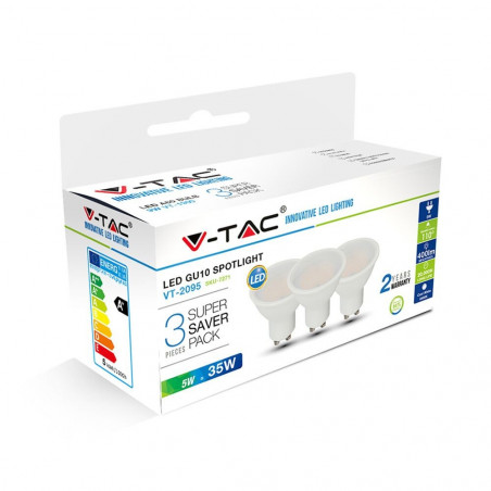 LED Spotlight - 5W GU10 SMD White Plastic Natural White 3 pcs/pack - 7270