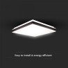 LED Осветител 24W Квадрат за Таван Черна Рамка 4000K Димиращ