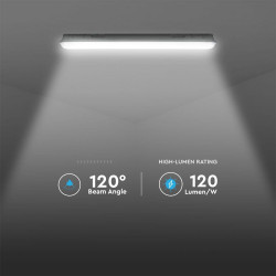 LED Влагозащитено Тяло M-Серия 1500мм 48W 6500K Мат Стоманен Клип 120 lm/W