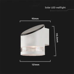 1W LED Соларна Стенна Лампа SMD С Микровълнов Датчик IP44 3000K