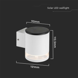 1W LED Соларна Стенна Лампа SMD Бяло Тяло IP44 3000K