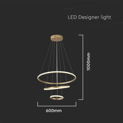 32W LED Висяща Декоративна Лампа 600*400*200 Златно Тяло 3000K