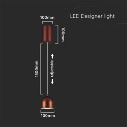 8.5W LED Висяща Лампа Φ100 Регулируемо Въже Touch On/Off Кафяво Тяло 3000K