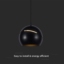 8.5W LED Висяща Лампа Φ180 Регулируемо Въже Touch On/Off Черно Тяло 3000K