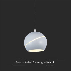 8.5W LED Висяща Лампа Φ180 Регулируемо Въже Touch On/Off Бяло Тяло 3000K