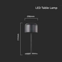 LED Настолна Лампа 2200mAH Батерия D86*H210mm Черно Тяло IP54 3000K+6000K
