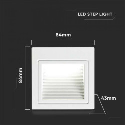 3W LED Осветление За Стъпала Бяло Тяло 4000К IP20