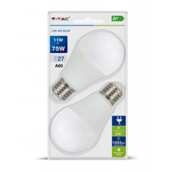 LED Крушка - 11W E27 A60 Термо Пластик Неутрална Светлина 2бр. - 7298
