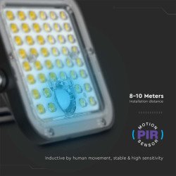 30W LED Соларен Прожектор LiFePo Батерия  Черен 6400K