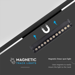 12W LED Магнитен Линеен Спот Регулируем 4000K Черно Тяло