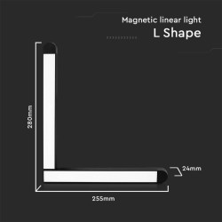 25W LED Магнитен Осветител L Форма 6400K Черно Тяло