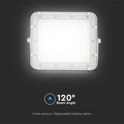 10W LED Соларен Прожектор 6400K Сменяема Батерия Бяло Тяло