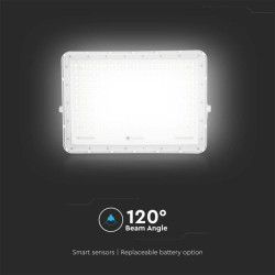 30W LED Соларен Прожектор 6400K Сменяема Батерия Бяло Тяло