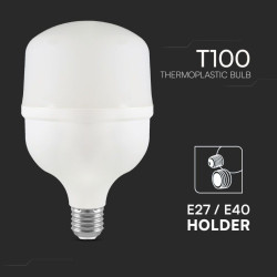 LED Крушка 30W Пластик T100 4000K Е27 с АДАПТОР за Е40