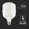 LED Крушка 30W Пластик T100 6500K Е27 с АДАПТОР за Е40