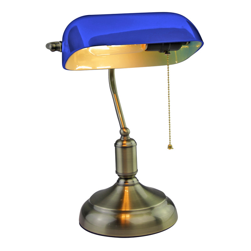 Bankers Table Lamp with Switch E27 Blue - 3913