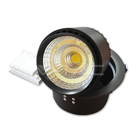 25W LED Downlight COB Zoom Fitting Black Body Natural White - 1167